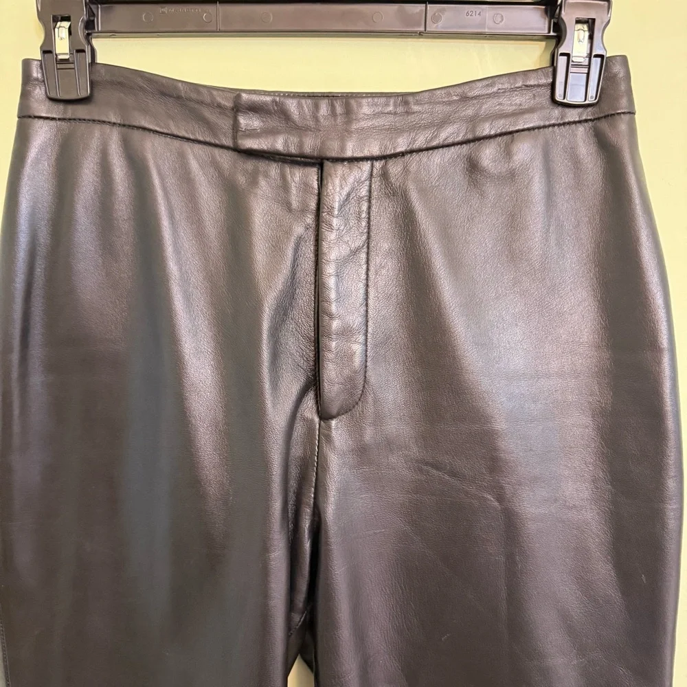 Vtg 80’s Margaret Godfrey black genuine lambskin leather pants lined woman 10